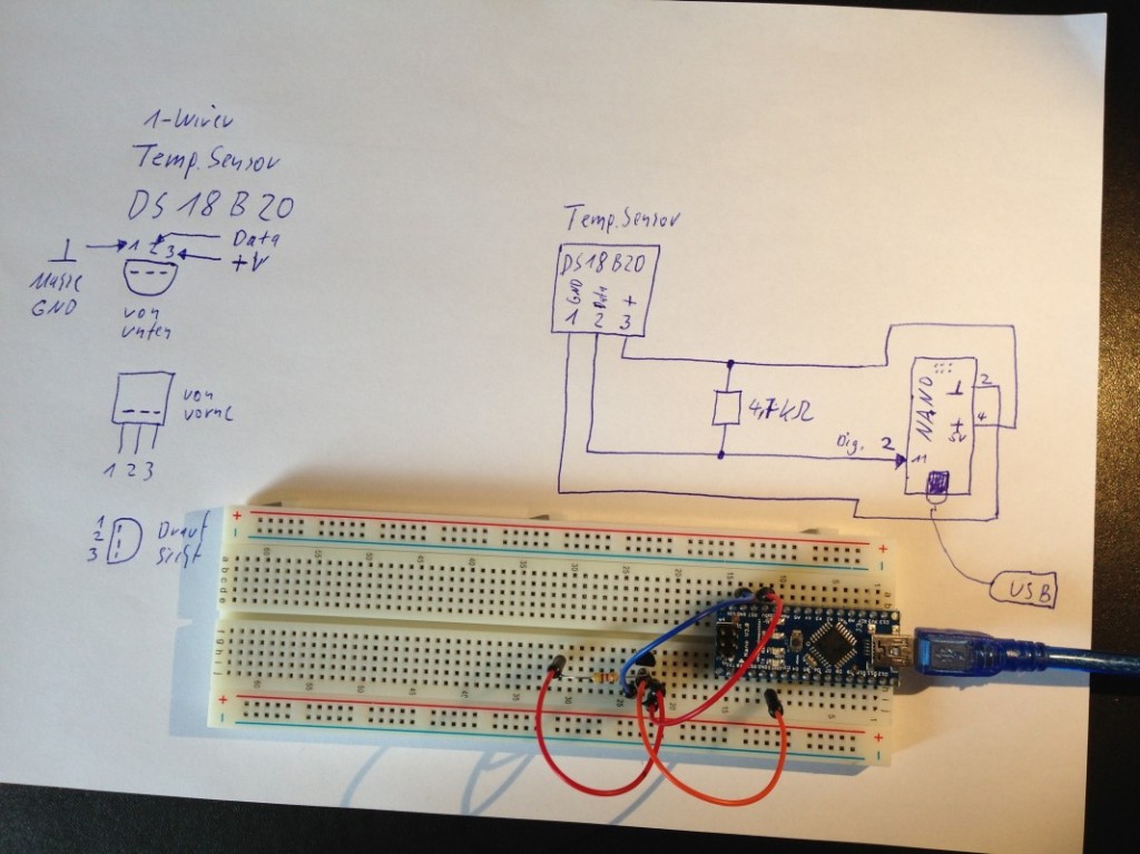 Arduino Nano Temp. Messung via 1-Wire